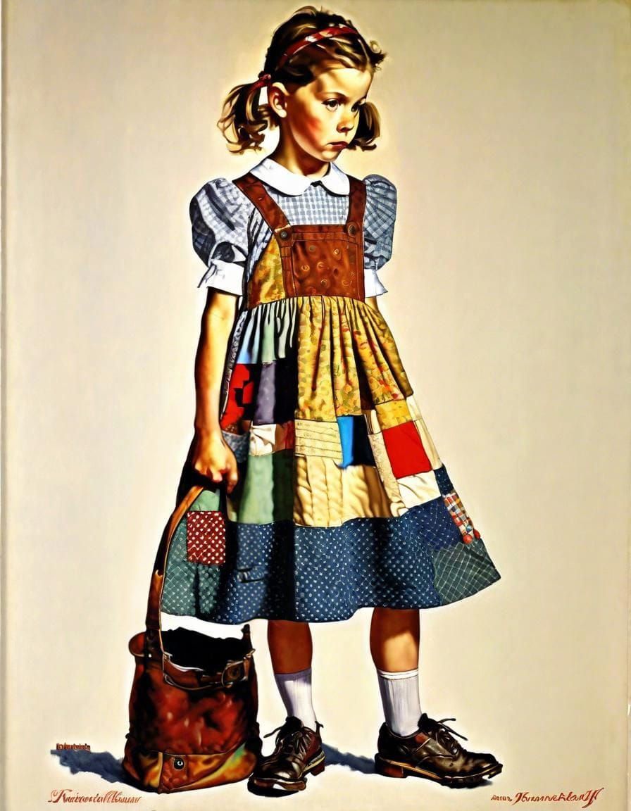 Girl in Patchwork Dress in Americana Style