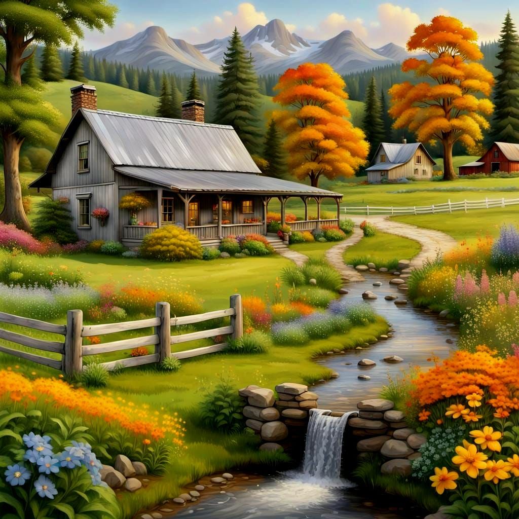 Picturesque Farmhouse in Bucolic Landscape