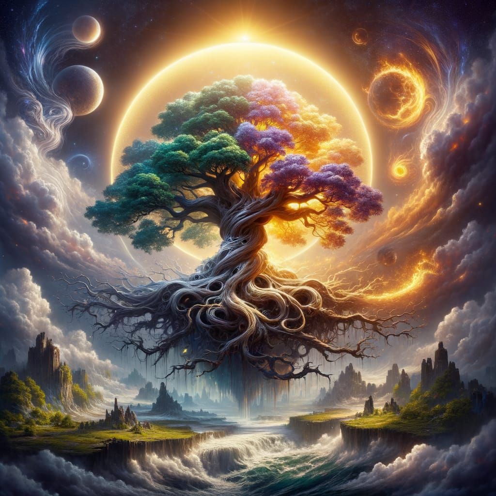 Tree of Life with Four Elements in Matte Painting