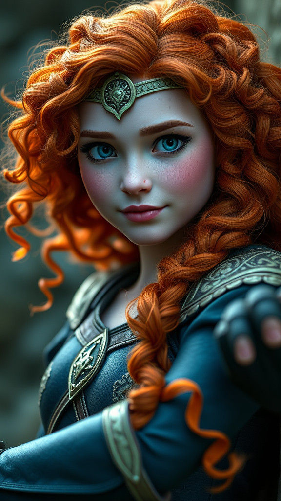 Hyperrealistic Merida as a Superhero