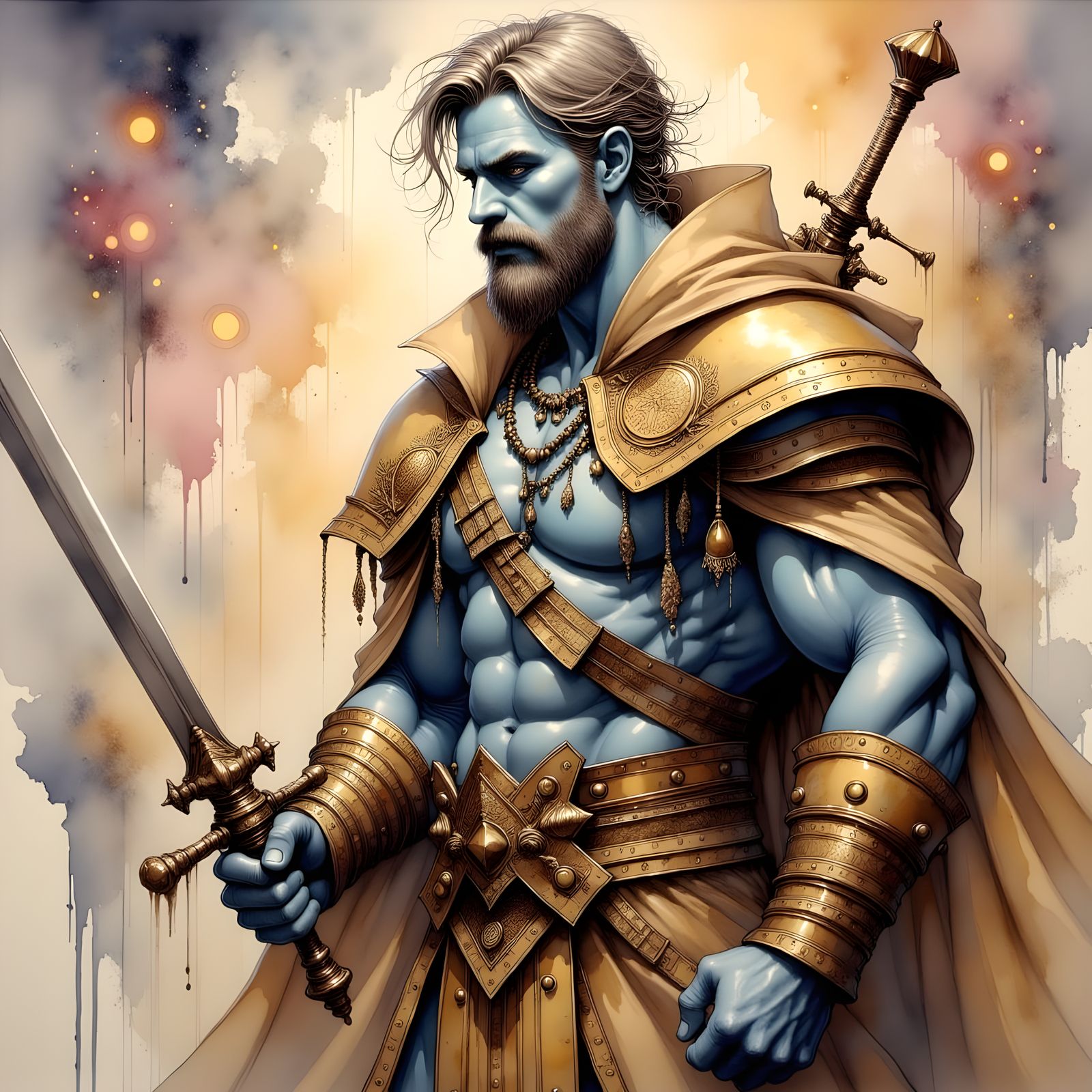 Ethereal Warrior in Shimmering Silk