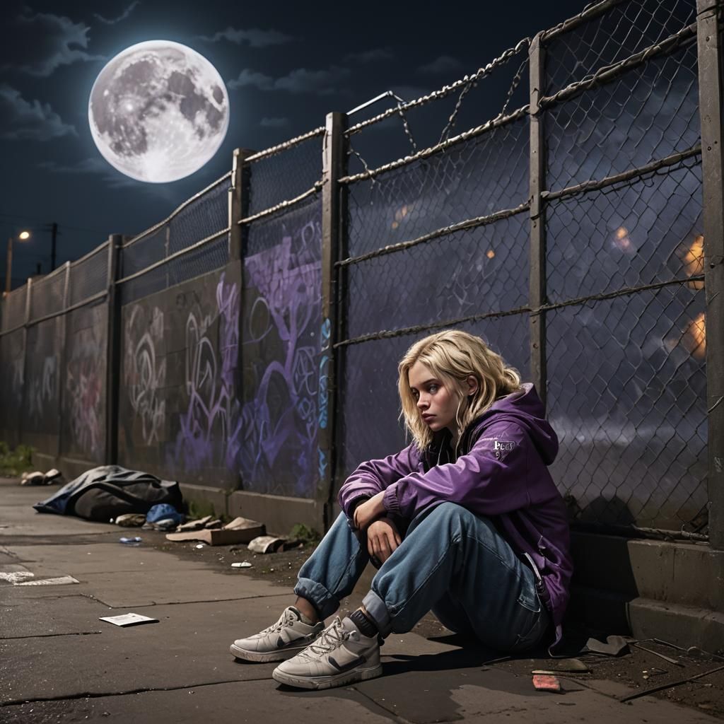 Homeless Girl in Dark Fantasy Style