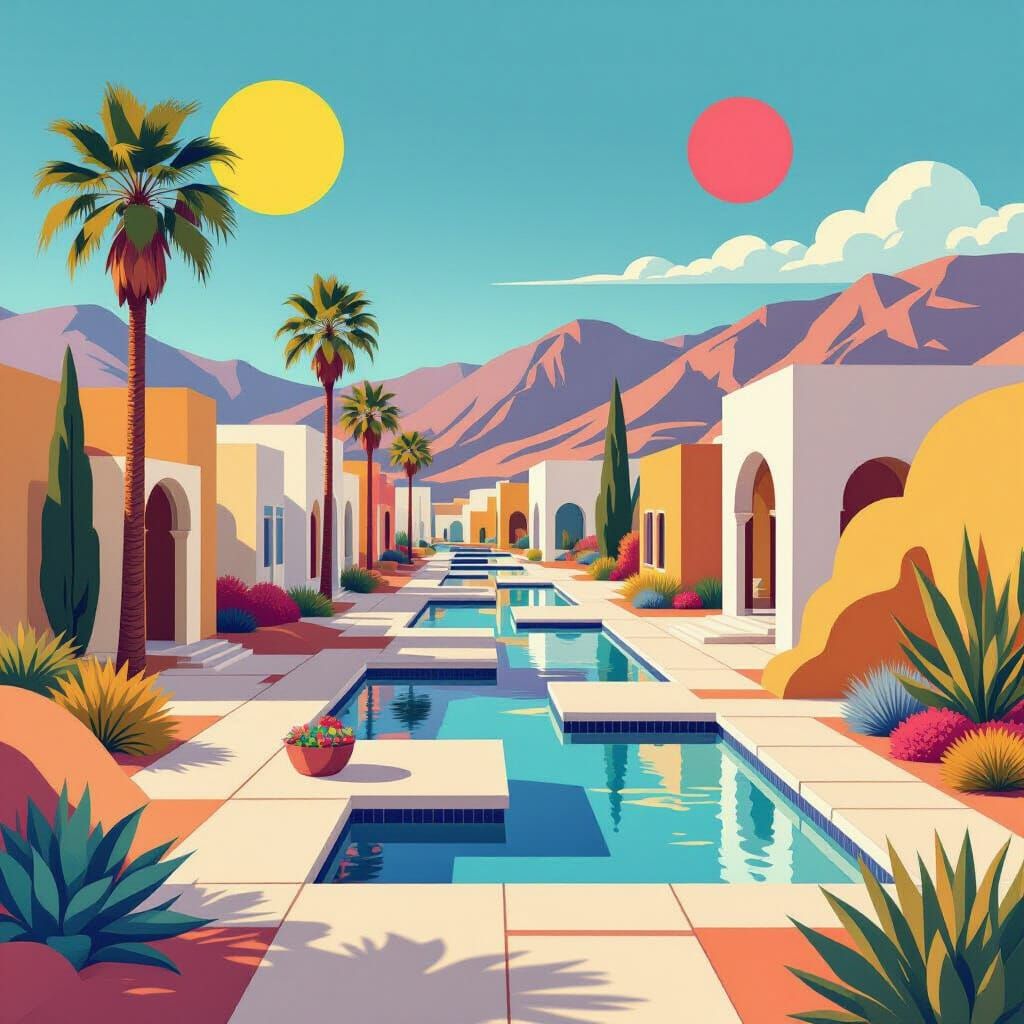 David Hockney Style Meets Kufic Calligraphy Art