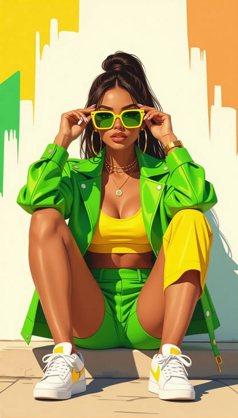 Latina Model in Urban Outfit with Sunglasses