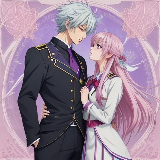 Romantic Couple in Mystic Anime Romance Style