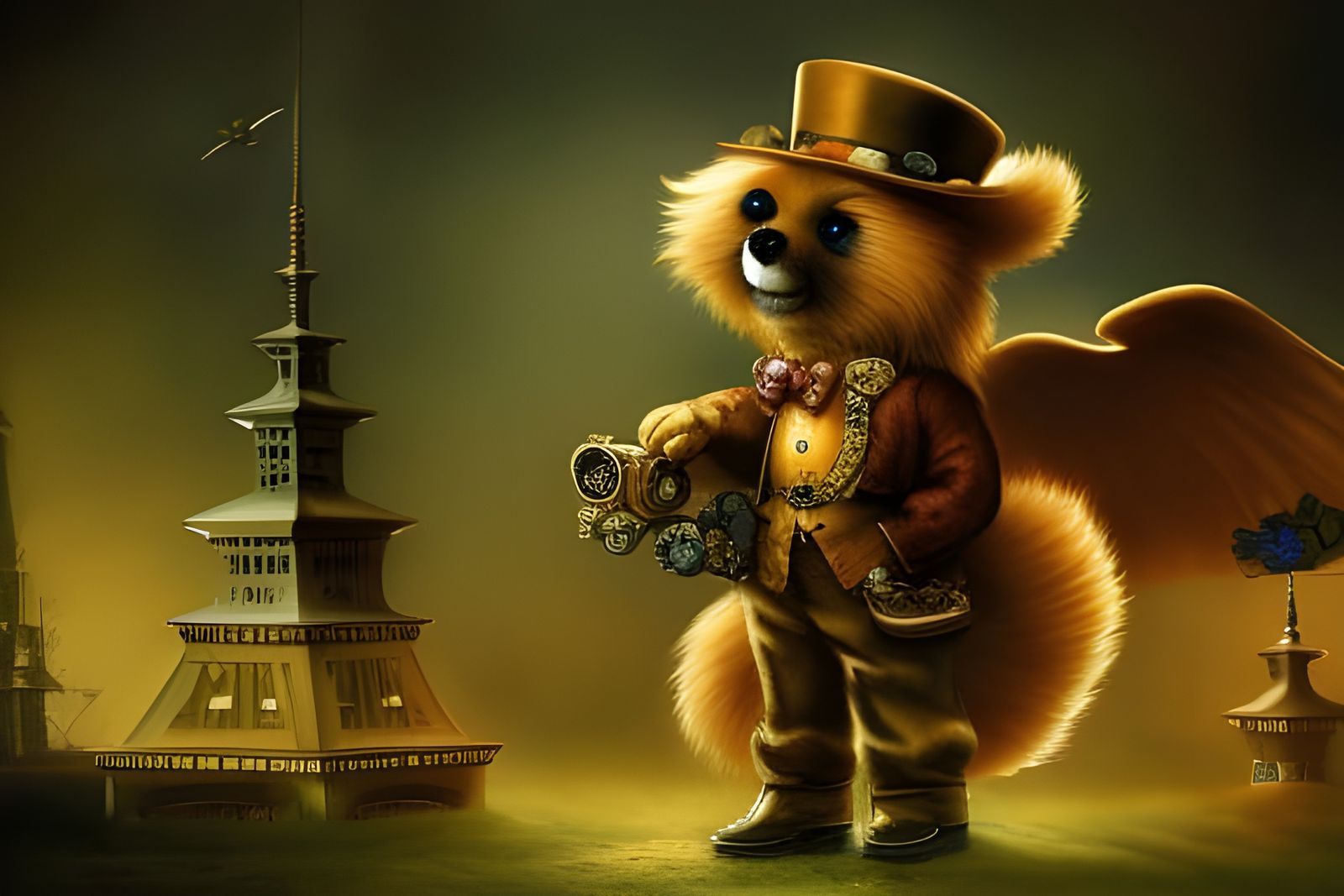 Steampunk Teddy Bear on Mad Scientist Workbench