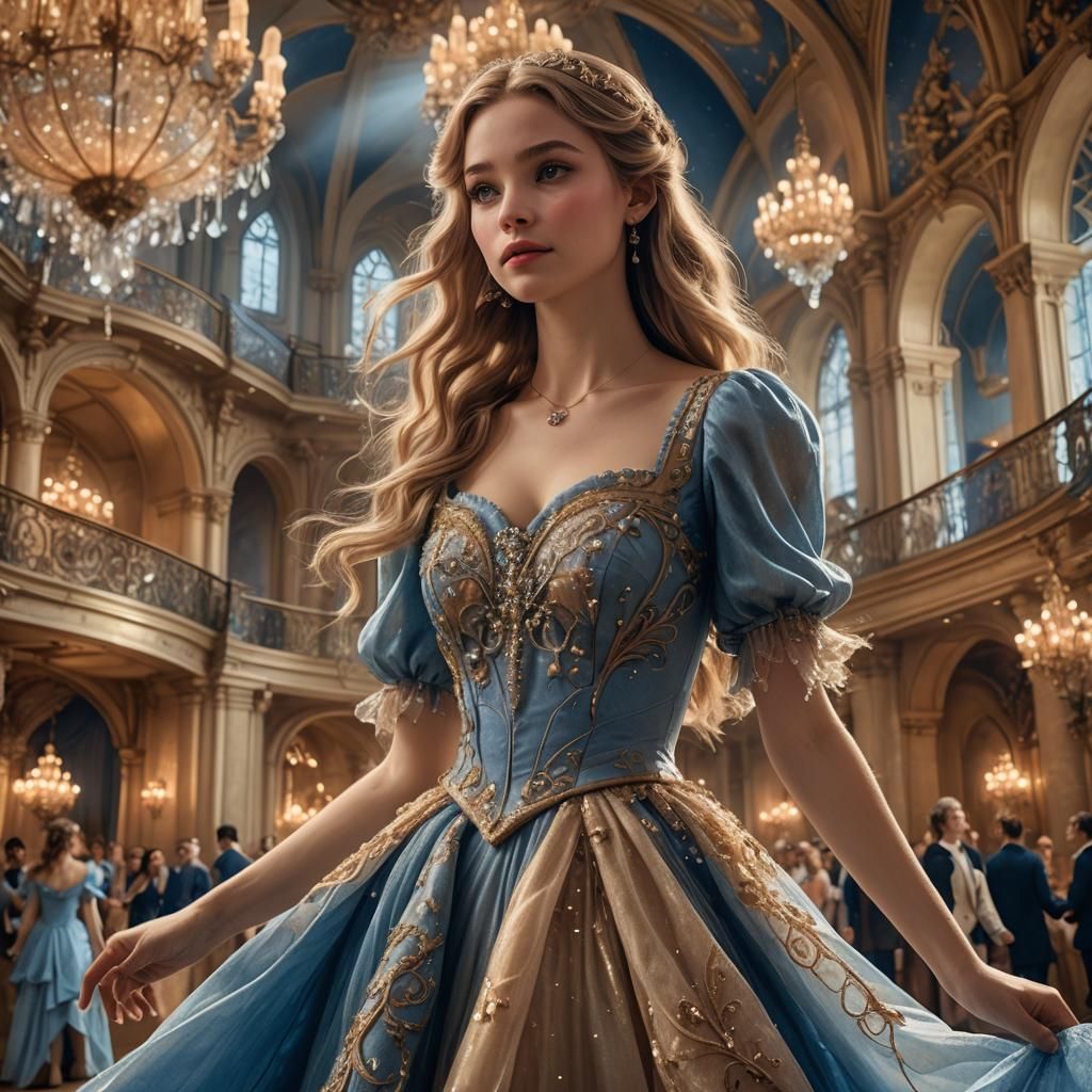 Cinderella in Mystical Ballroom: Fantasy Concept Art