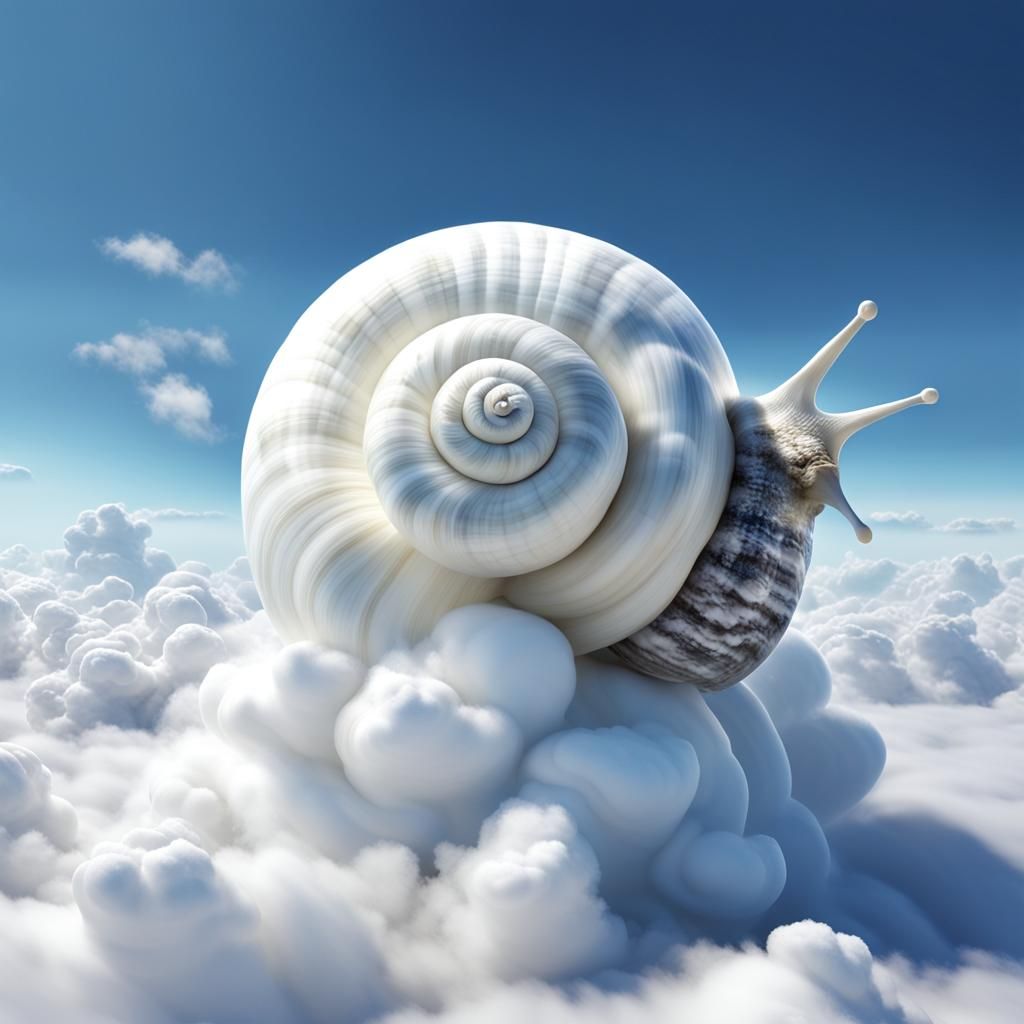 Cloud Snail Made of Clouds: 3D Rendering