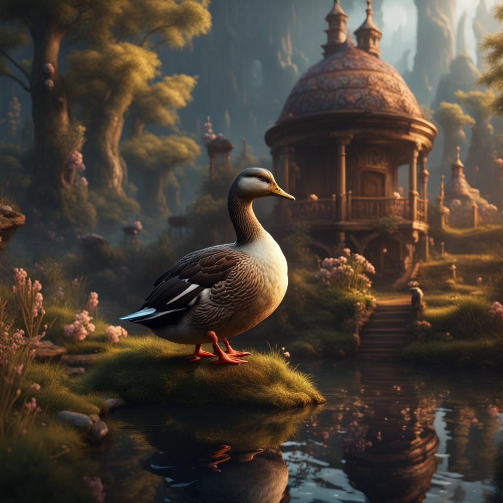 Detailed Matte Painting of a Fantastical Fat Duck
