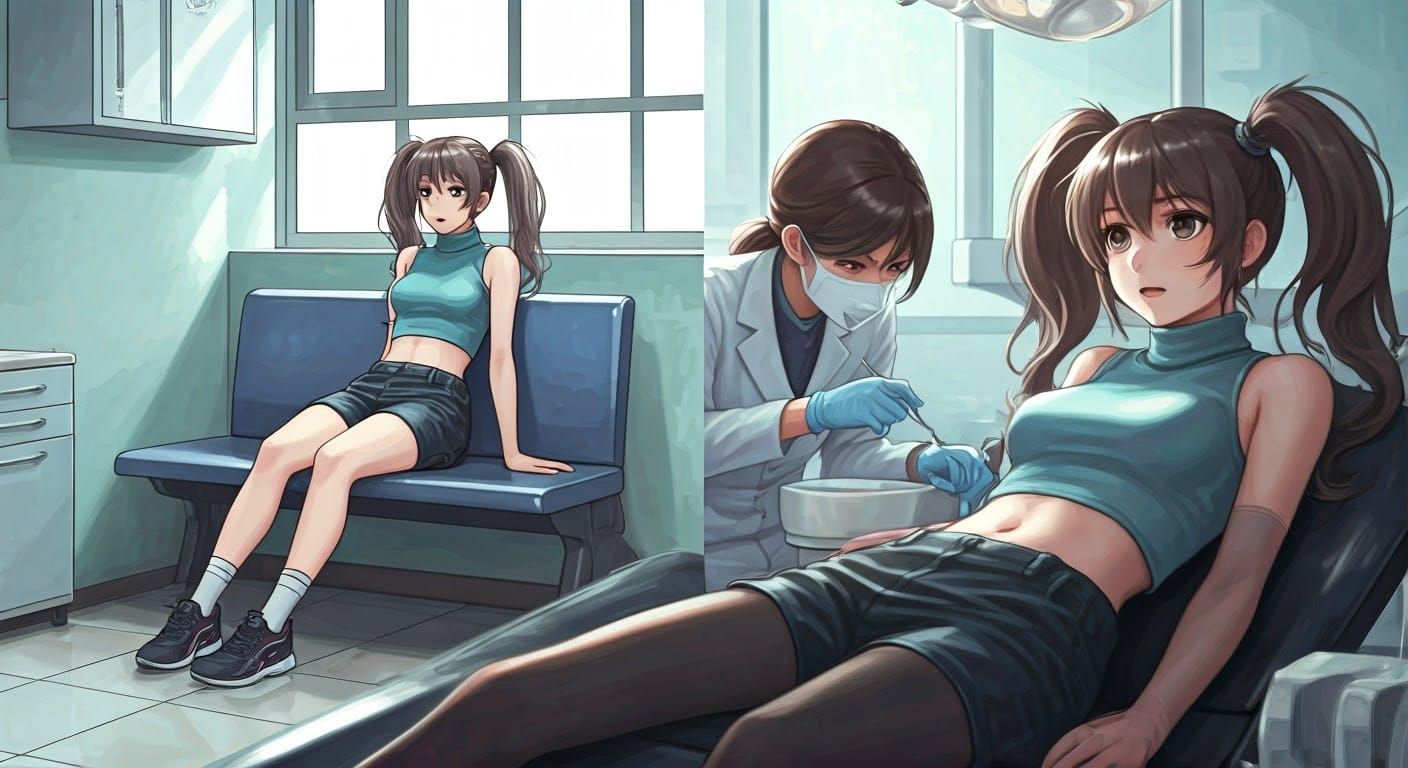 Anime-Style Woman Undergoes Dental Procedure