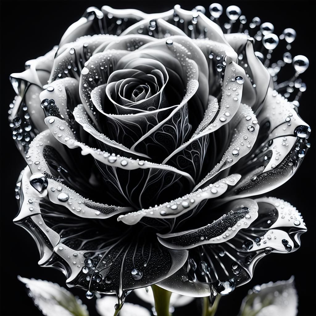 Transparent Glass Rose Dreamscape in Surreal Style