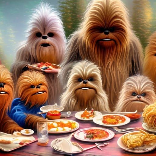 Wookie Birthday Feast in Photorealistic Style