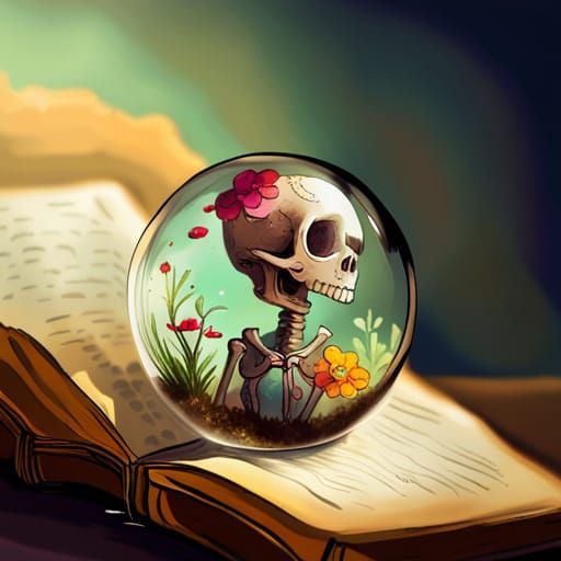 Enchanting Skeleton Portrait in Crystal Orb
