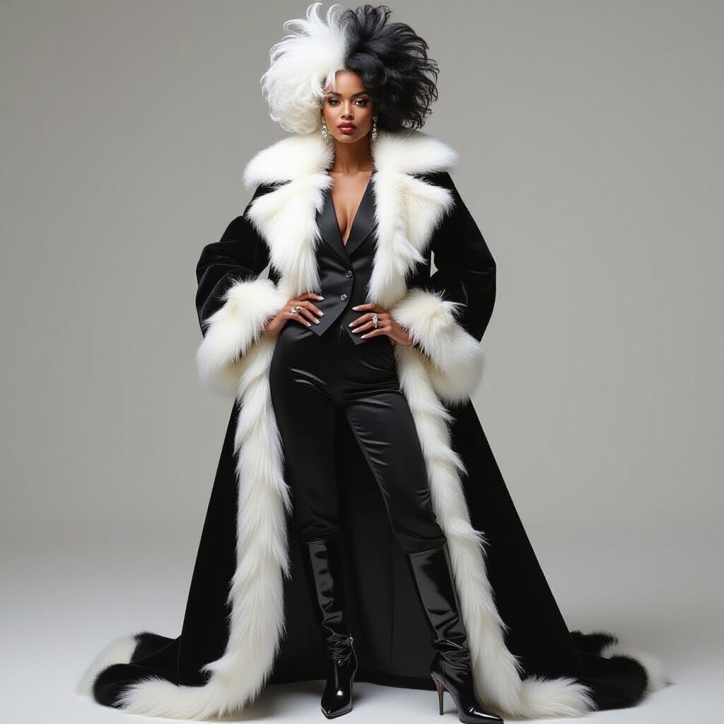 Modern Cruella: A Black and White Fashion Icon