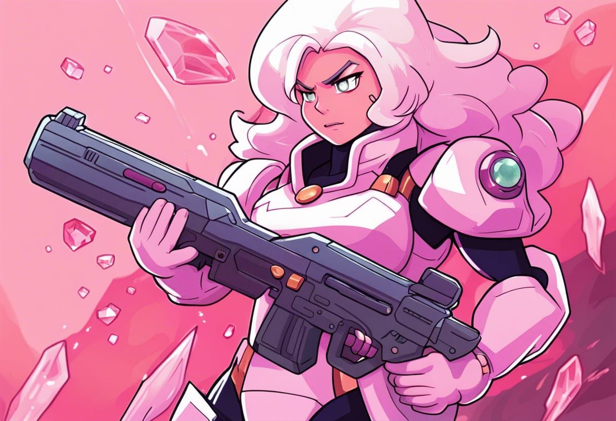 Cartoon Supersoldier with Bolter Gun, Anime Style