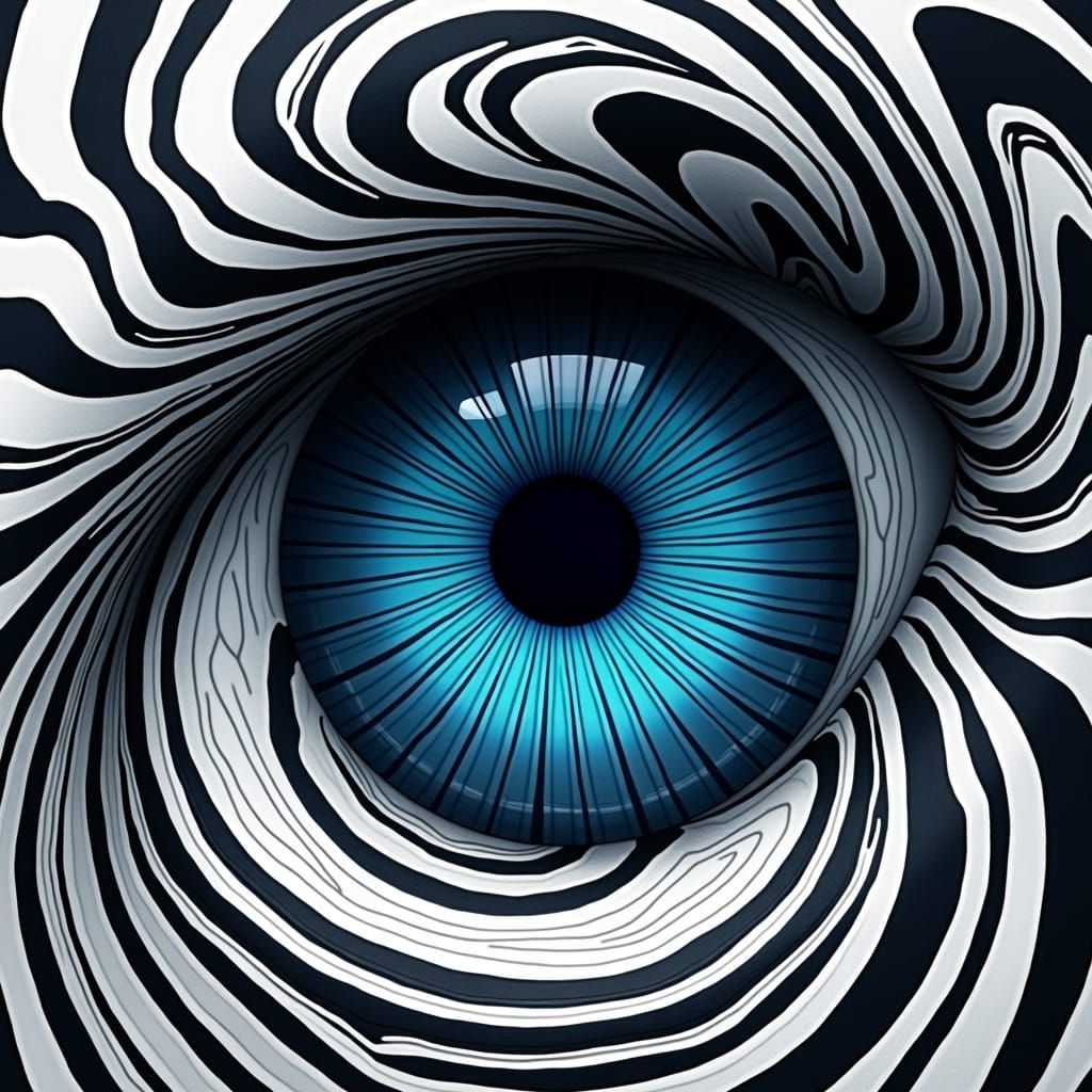 Abstract Eye Digital Art in Optical Illusion Style