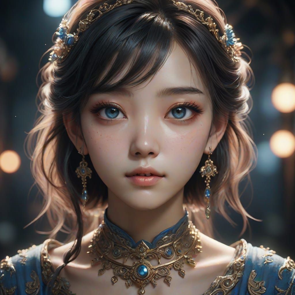 Hyper-Realistic Portrait of a Woman in a Dark Studio