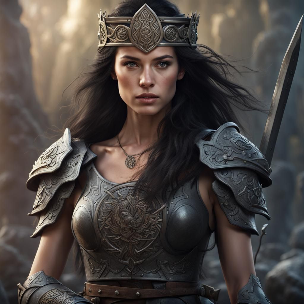 Celtic Princess in Battle Armor, Digital Painting