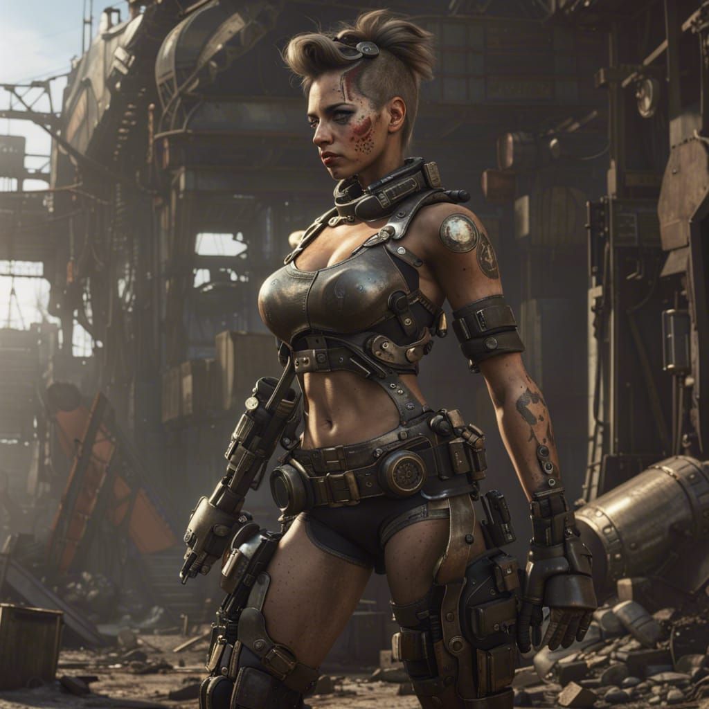 Post-Apocalyptic Cyborg Glamour Model in Warzone