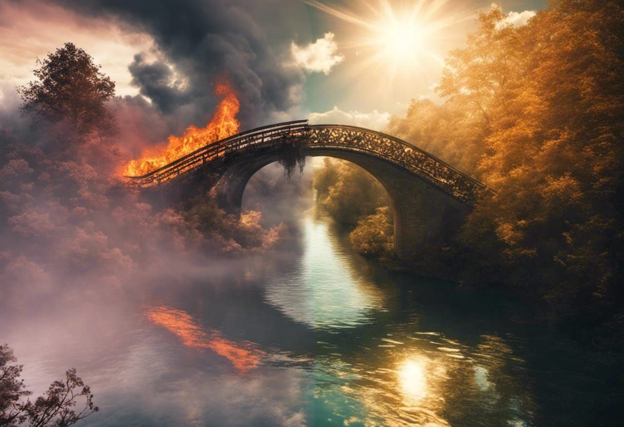 Infernal Bridge in Fiery Hellscape: 3D Digital Illustration