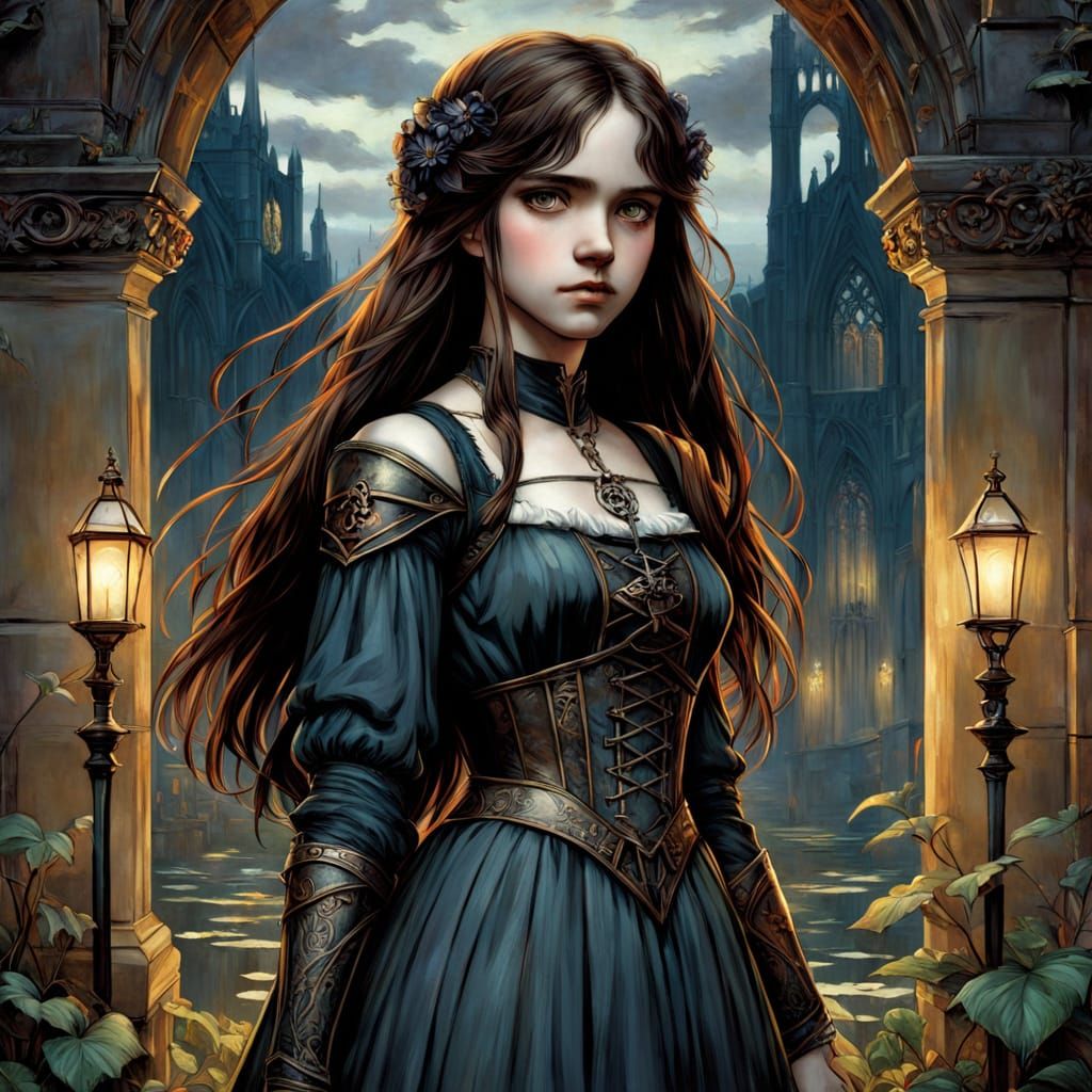 Gothic Romance Castle Scene in Anime Style