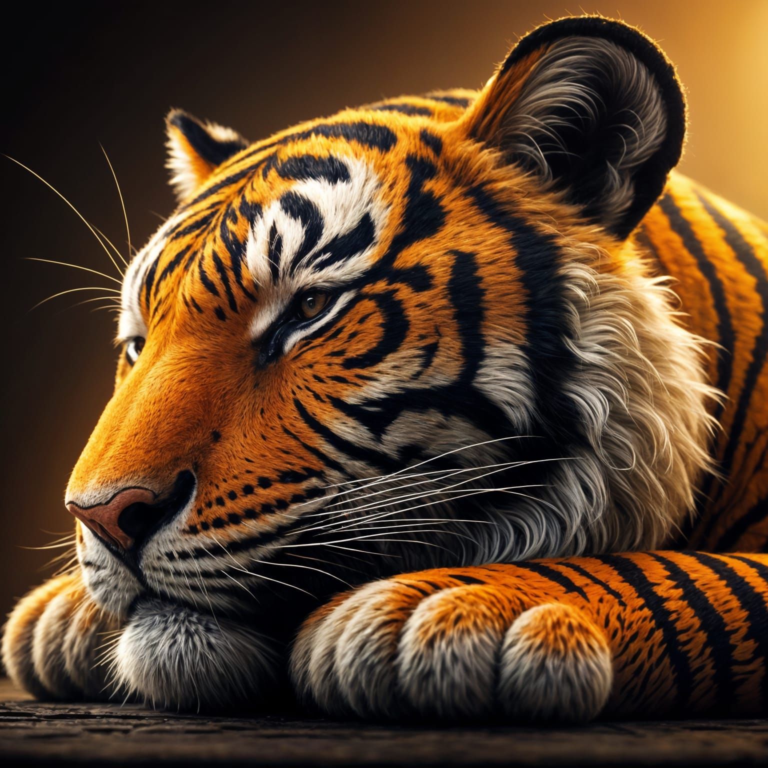 Crochet Sleeping Tiger in Warm Colors