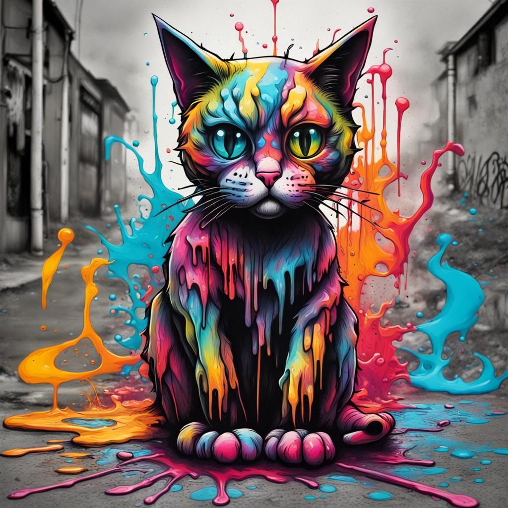Spooky Cat Graffiti Art in Ultra Quality