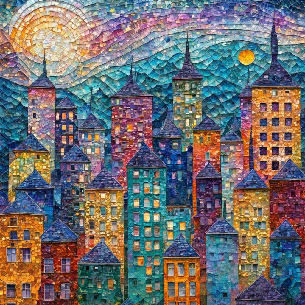 Vibrant NYC Microcosm in Whimsical Colors