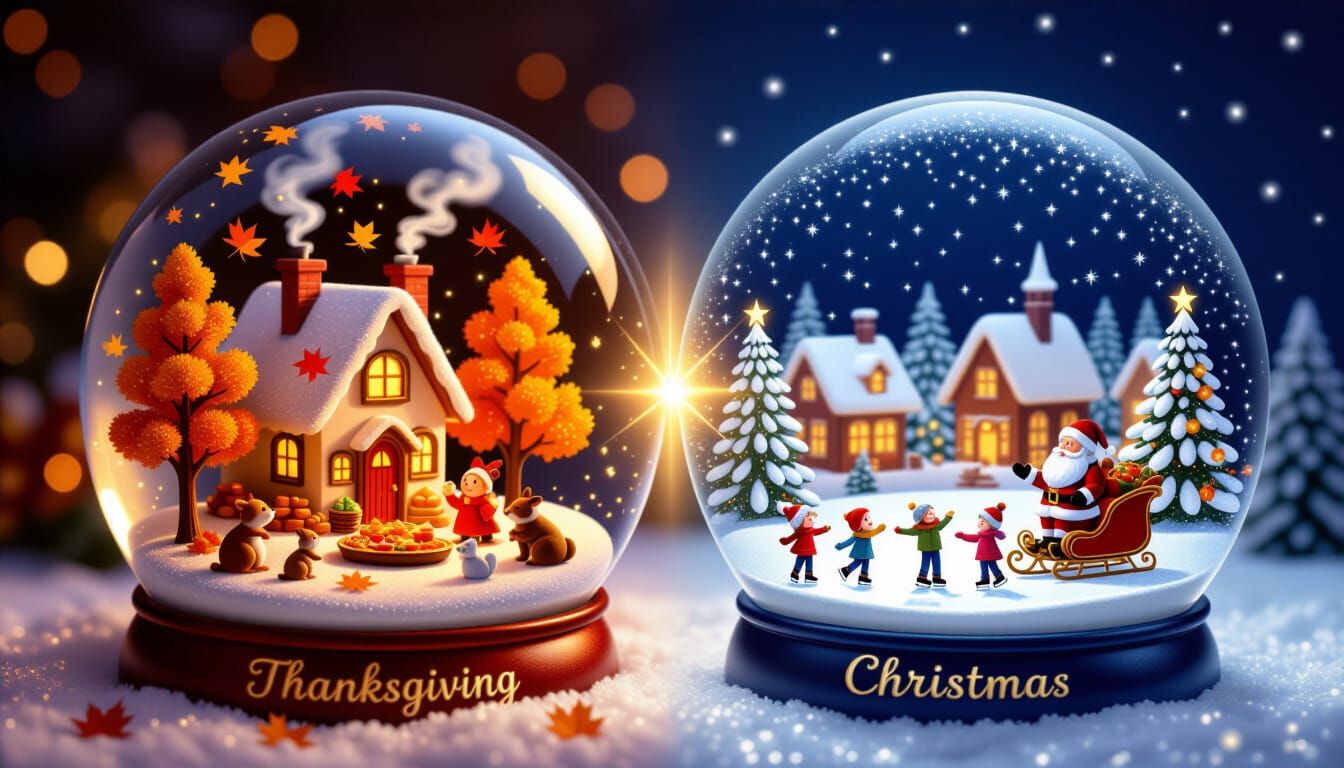 Thanksgiving Christmas Snow Globe Art