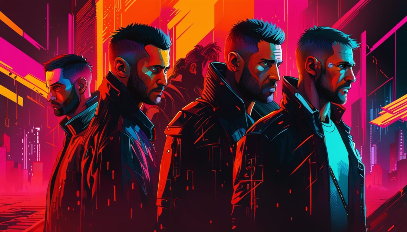 Neon Portraits with Fiery Cyberpunk Backgrounds