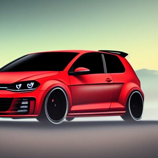 Sinister Sunset: Black and Red Volkswagen GTI
