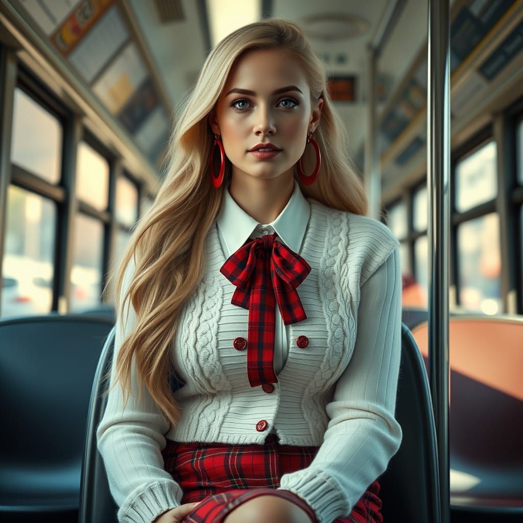 Elegant Blond Woman in Whimsical Commute
