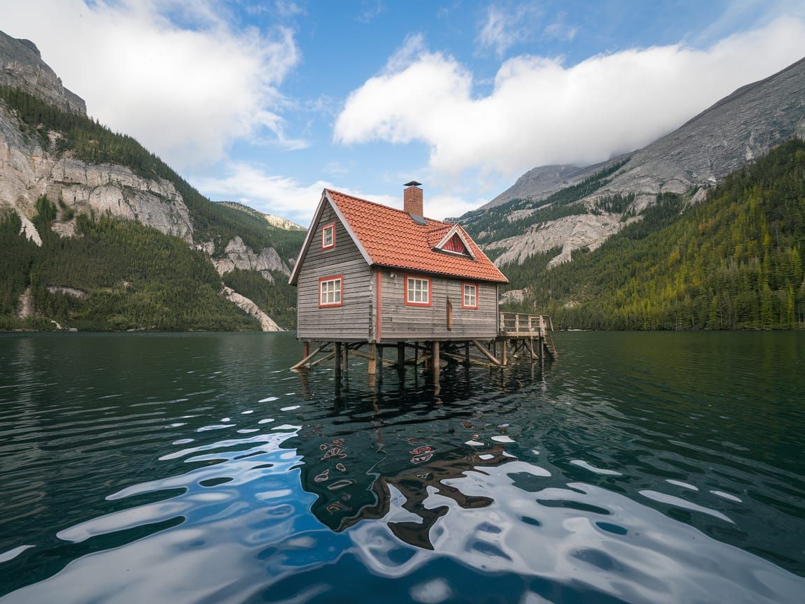 Dreamlike Cabin on Stilts in Picturesque Lake