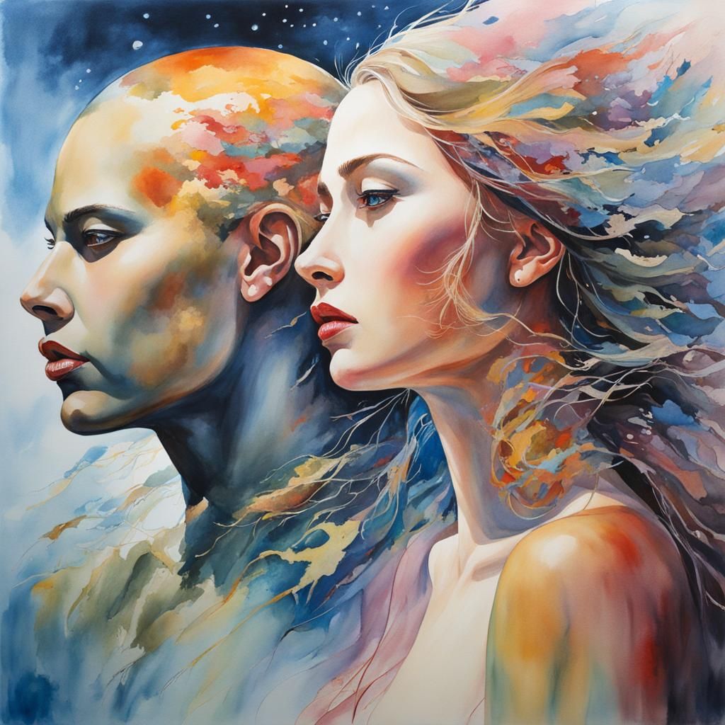 Soul Fragments in Watercolor Masterpiece Painting