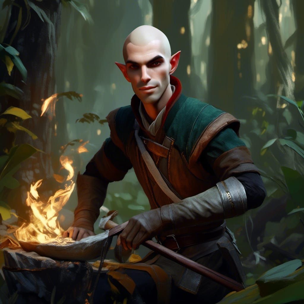 Solas the Elf Prepares for Adventure