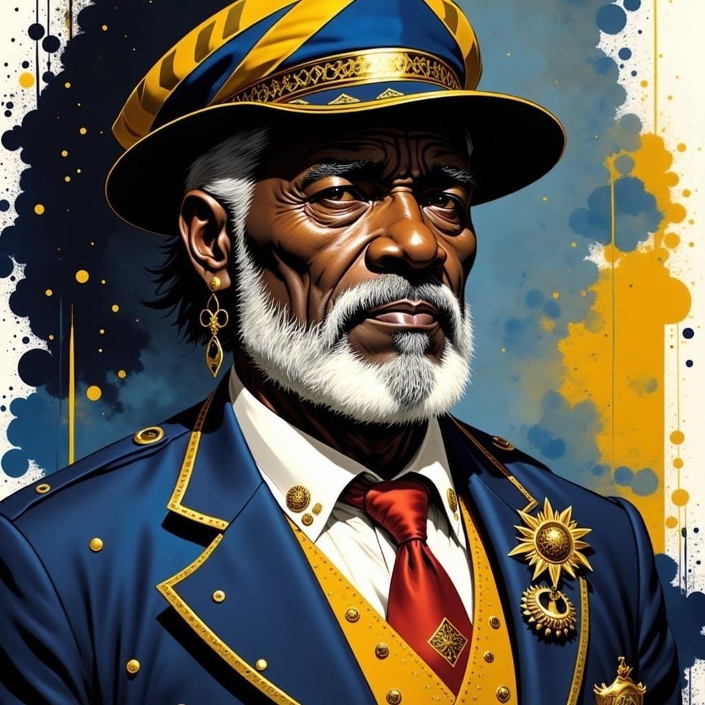 Dignified Venezuelan Gentleman Portrait in Watercolor Style