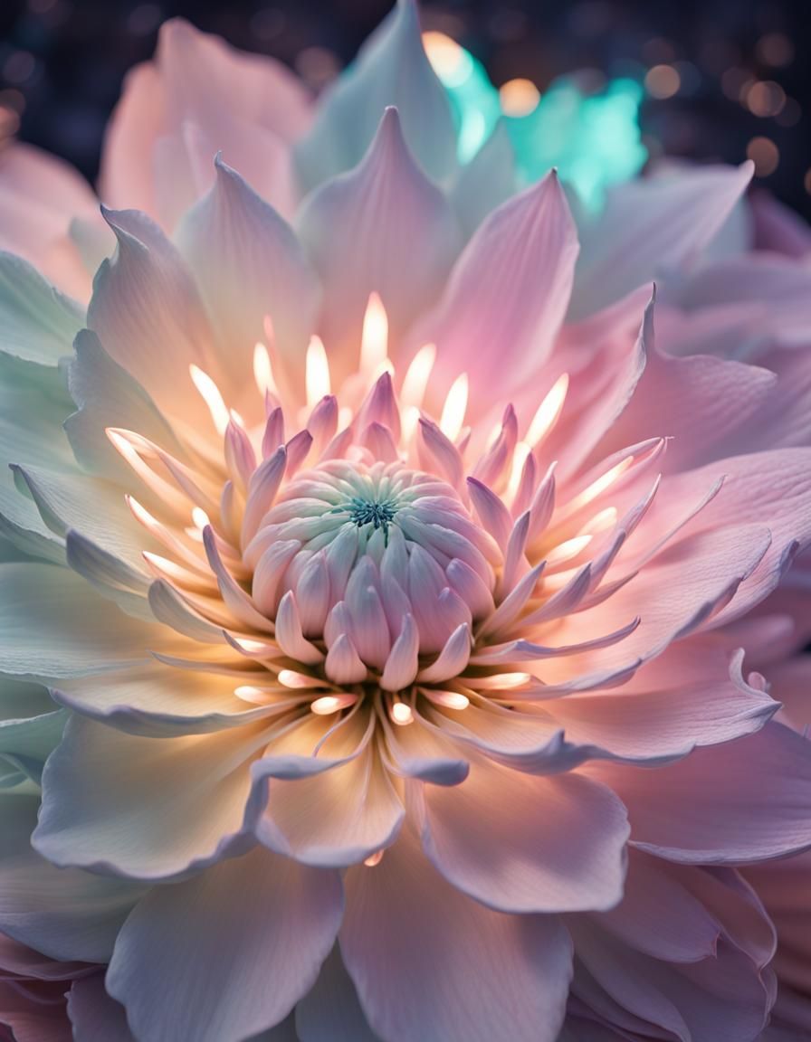 Luminous Magical Flower with Pastel Color Scheme