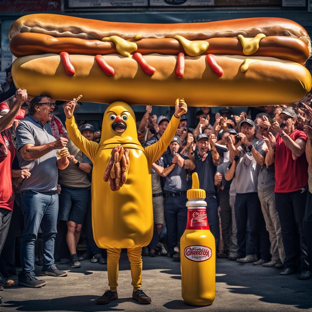 Mustard Man's Feast: A Hyperrealistic Spectacle