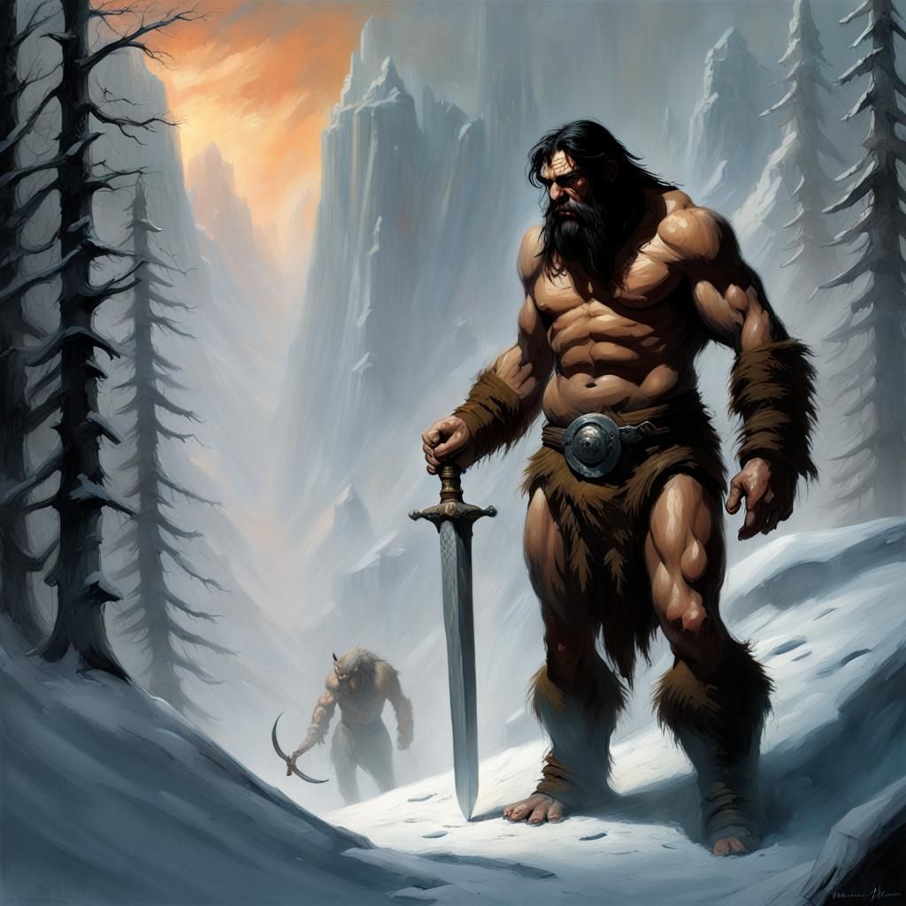 Ymir Invocation: A Frank Frazetta-Inspired Painting