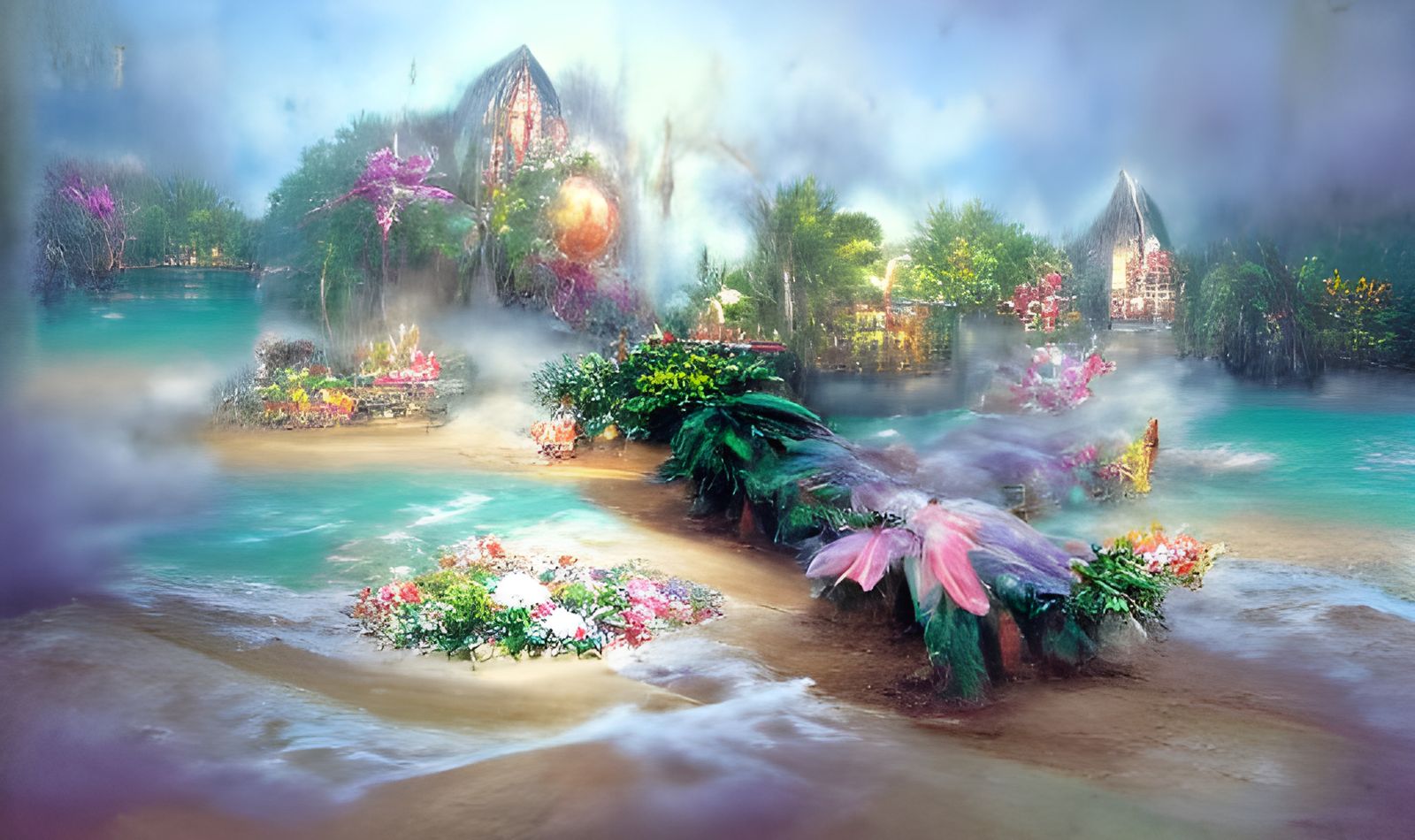 Ethereal Tropical Beach and Secret Flower Garden