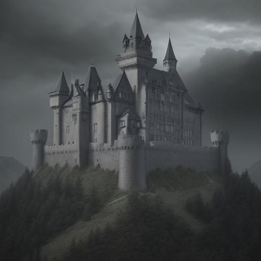 Modern Walled Castle on Mountain Plateau