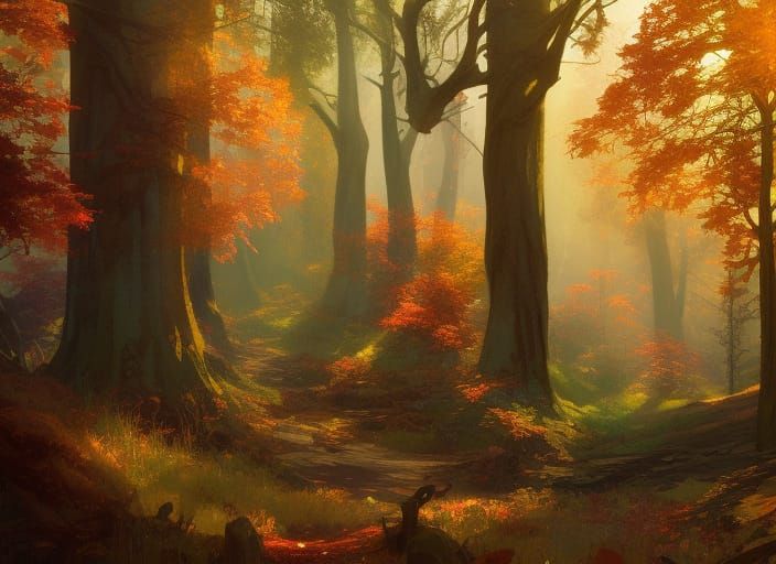 Autumn Woods: Dynamic Lighting Concept Art