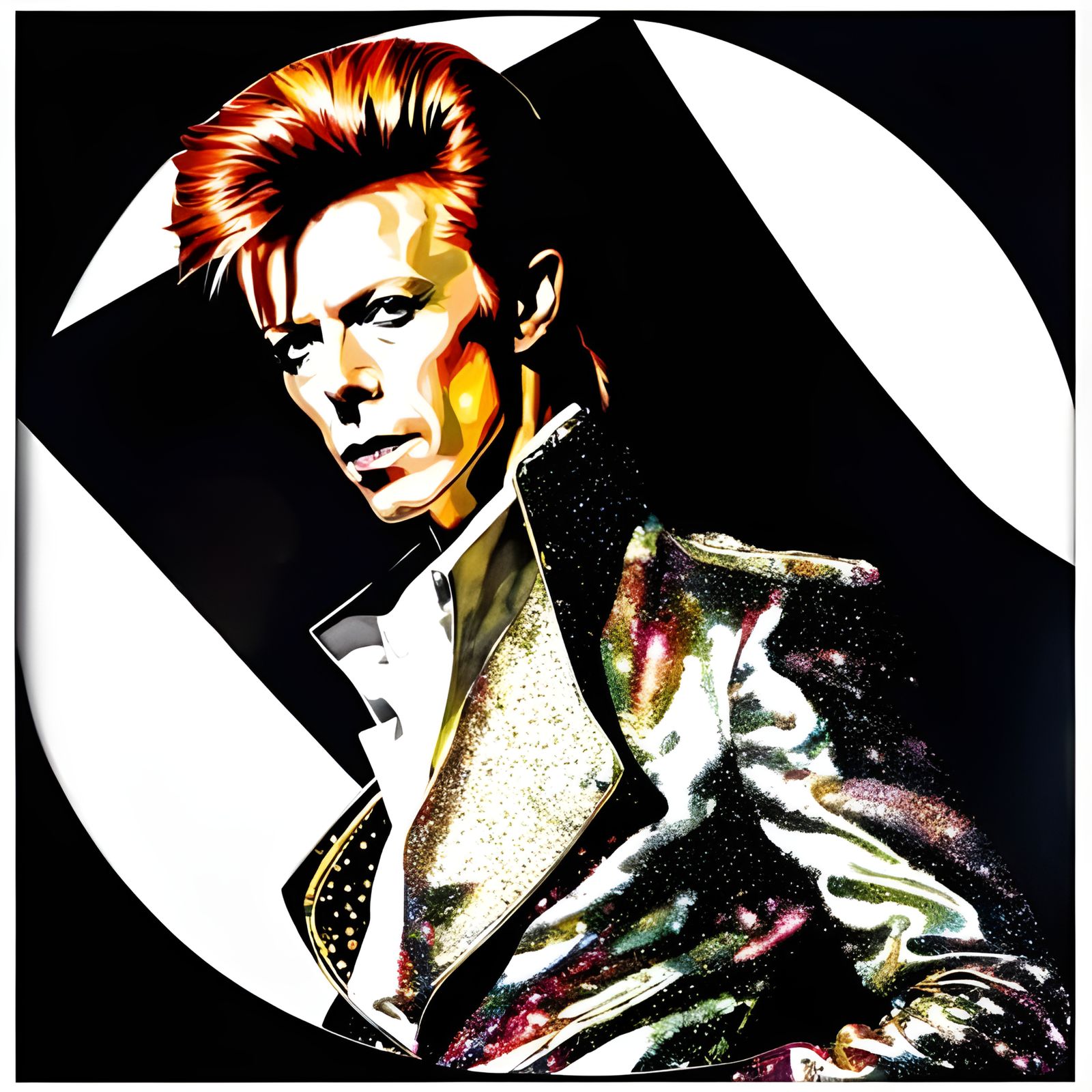 Ziggy Stardust: Iridescent Glitter Drawing in Pop Art Style
