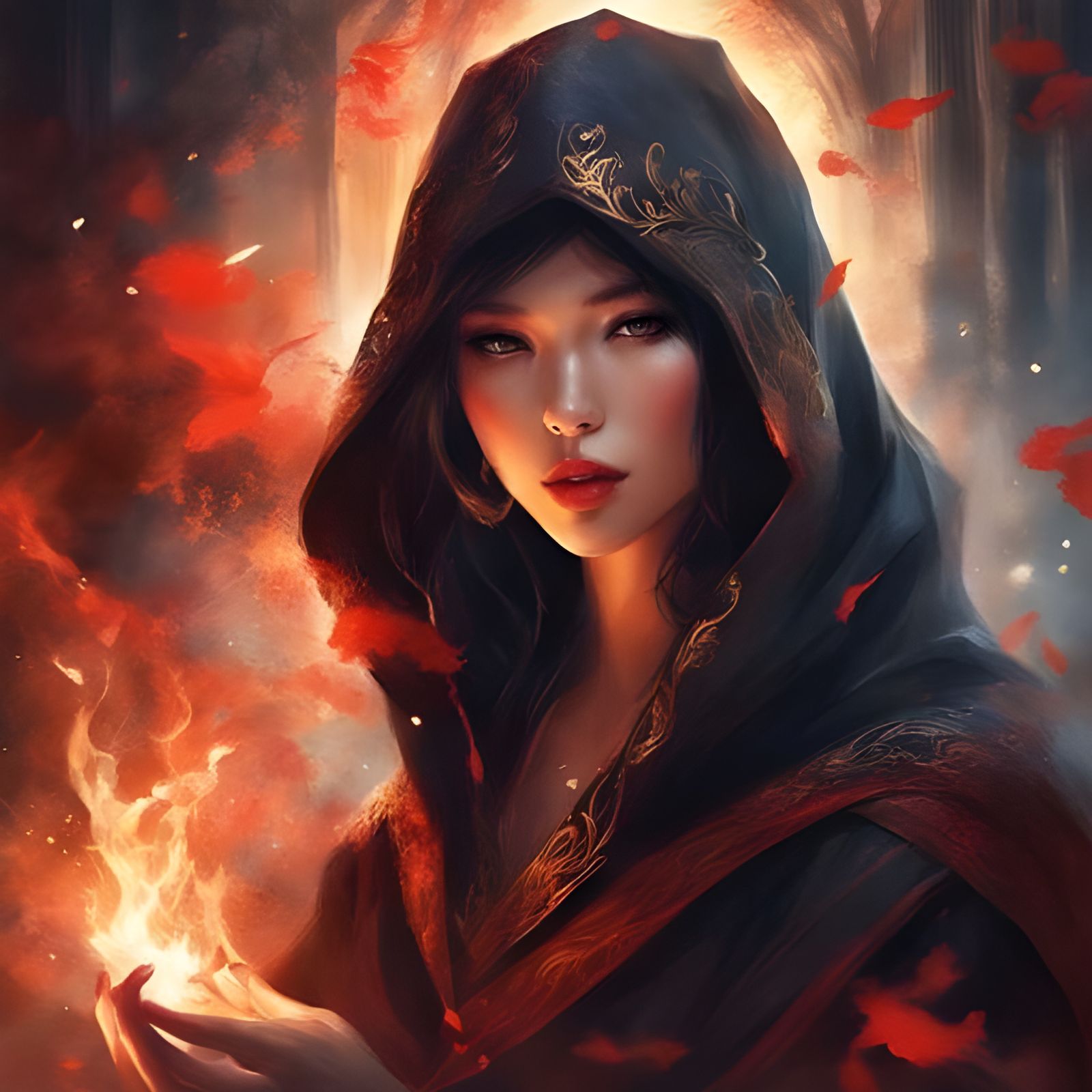 Beautiful Girl in Hood: Splash Art Portrait