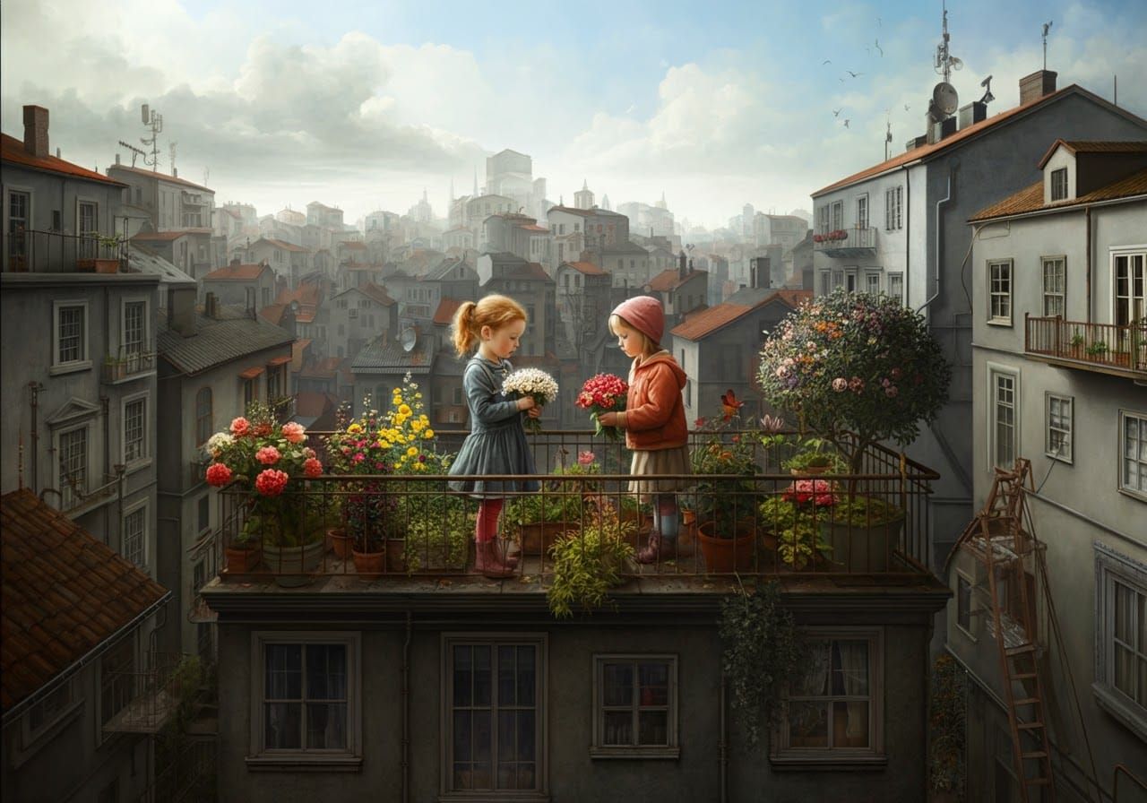 Children's Rooftop Garden: Intricate Art