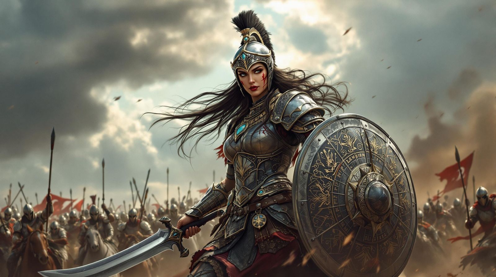 Göktürk Hatun Leading Battle in Ancient Turkish Armor