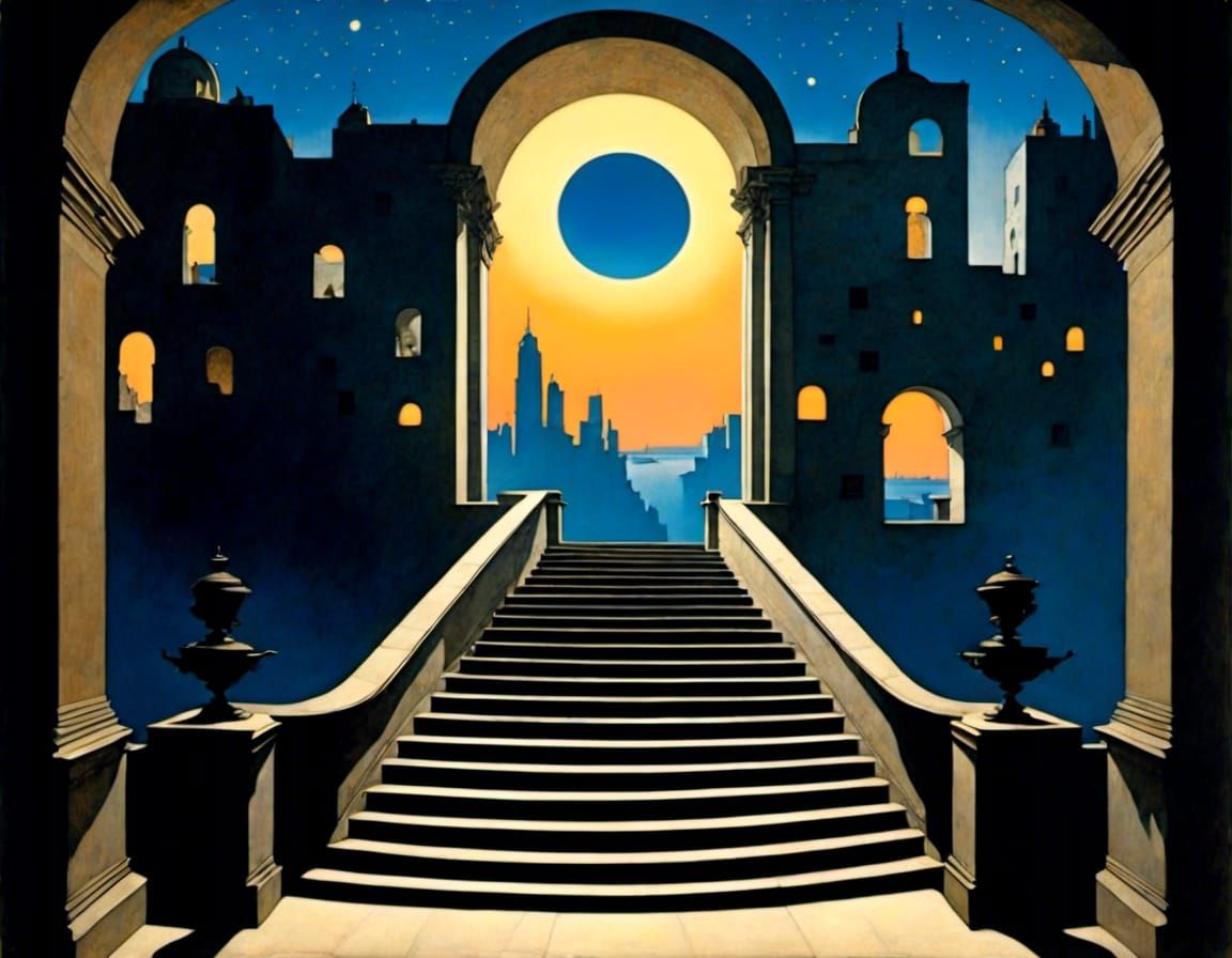 Surreal Stairway to Nowhere in Parrish Style