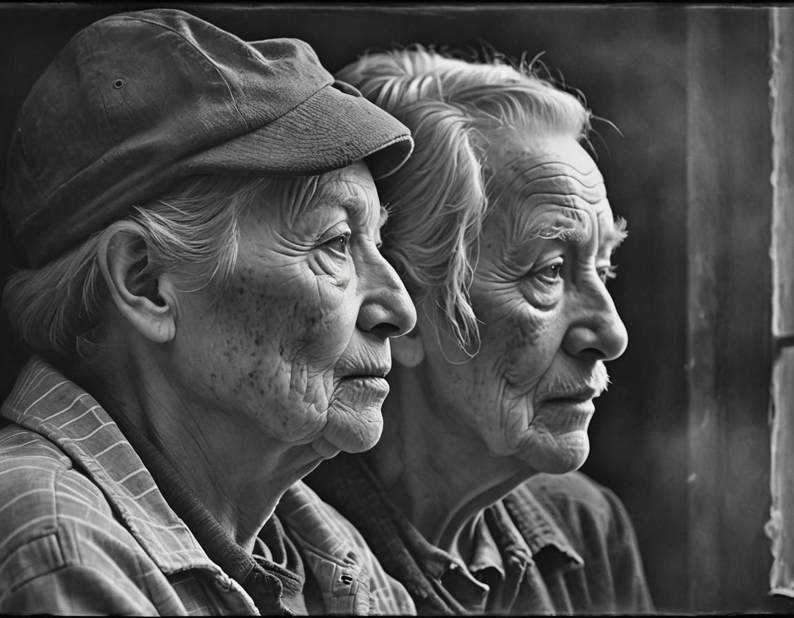 Elderly Couple Portrait in Black and White Photography