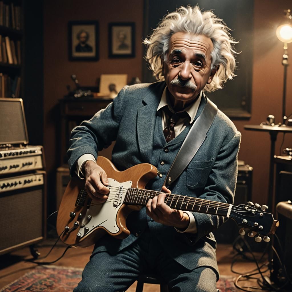 Einstein Plays Electric Guitar: Cinematic Still