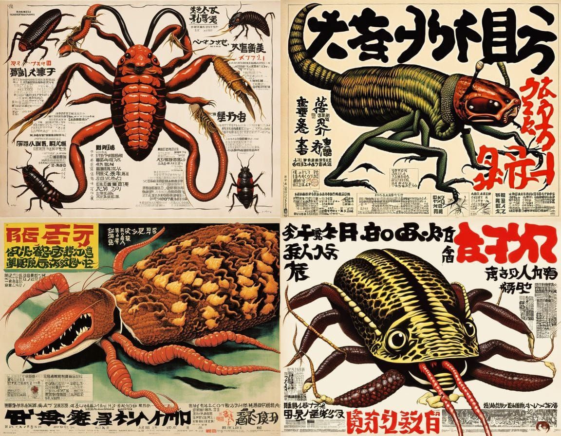 Grotesque Creature Horror Poster in Retro Style